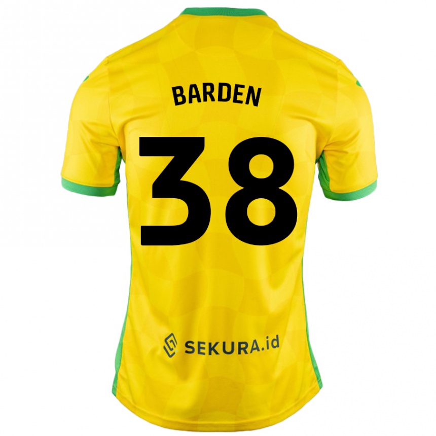 Kids Football Daniel Barden #38 Yellow Green Home Jersey 2024/25 T-Shirt Nz