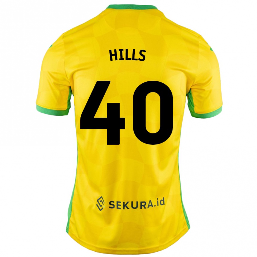 Kids Football Brad Hills #40 Yellow Green Home Jersey 2024/25 T-Shirt Nz