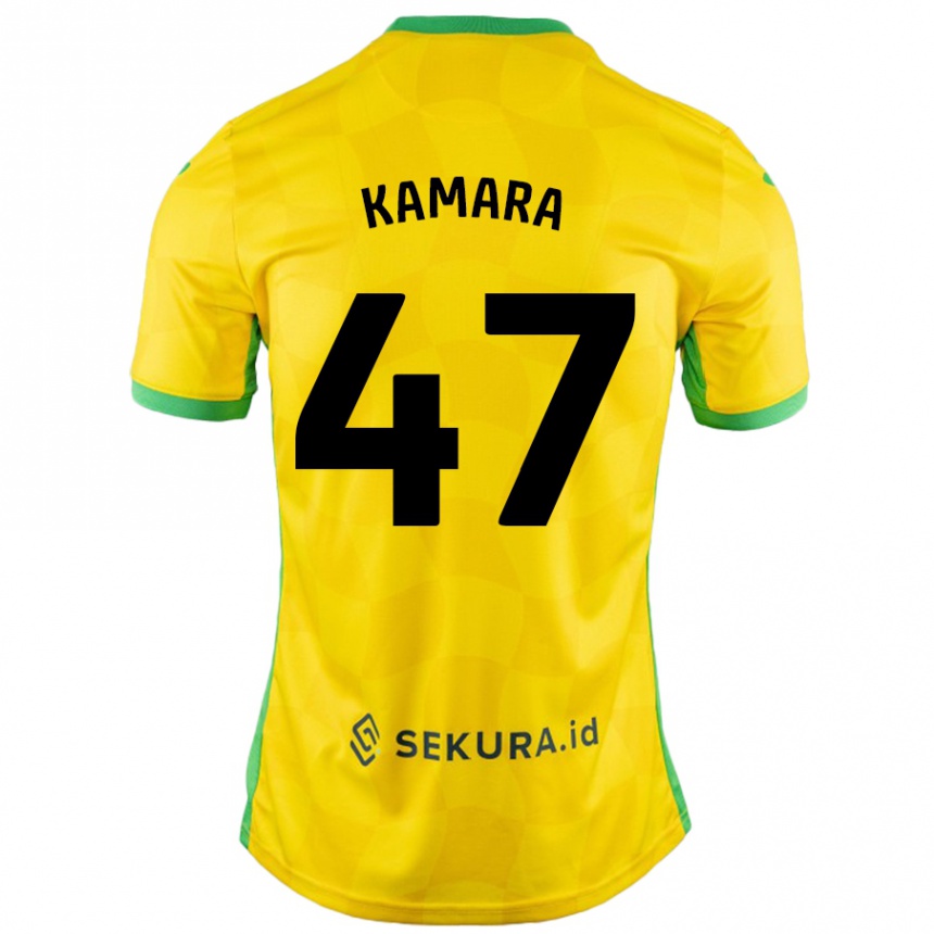 Kids Football Abu Kamara #47 Yellow Green Home Jersey 2024/25 T-Shirt Nz