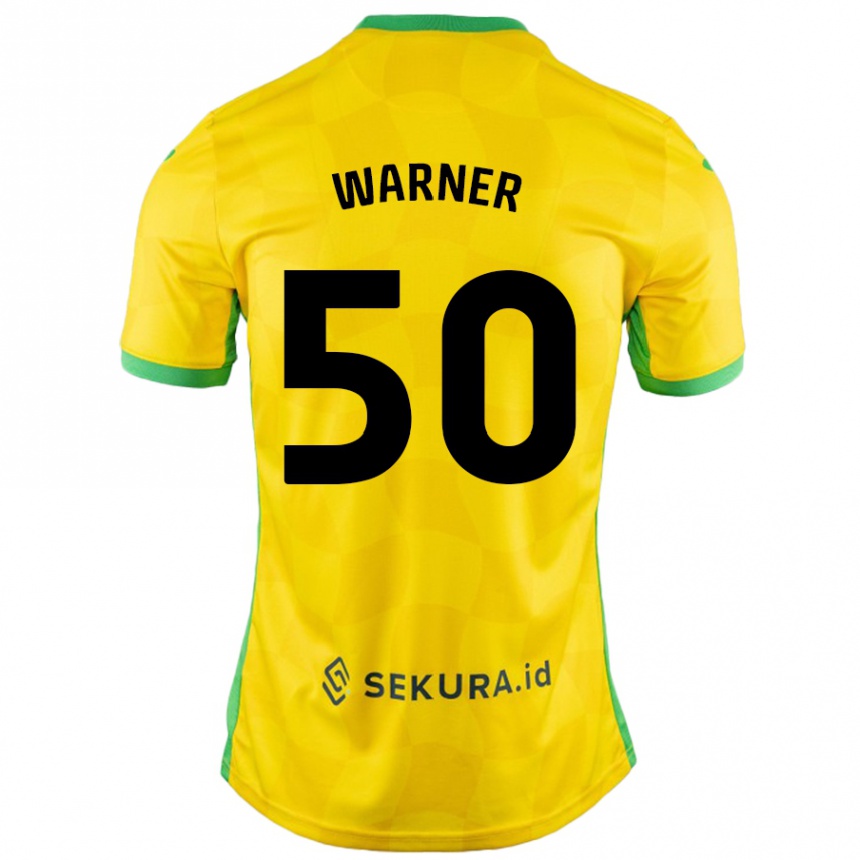 Kids Football Jaden Warner #50 Yellow Green Home Jersey 2024/25 T-Shirt Nz