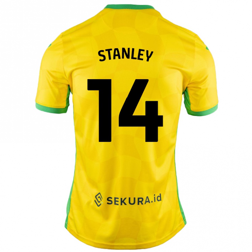 Kids Football Kathryn Stanley #14 Yellow Green Home Jersey 2024/25 T-Shirt Nz