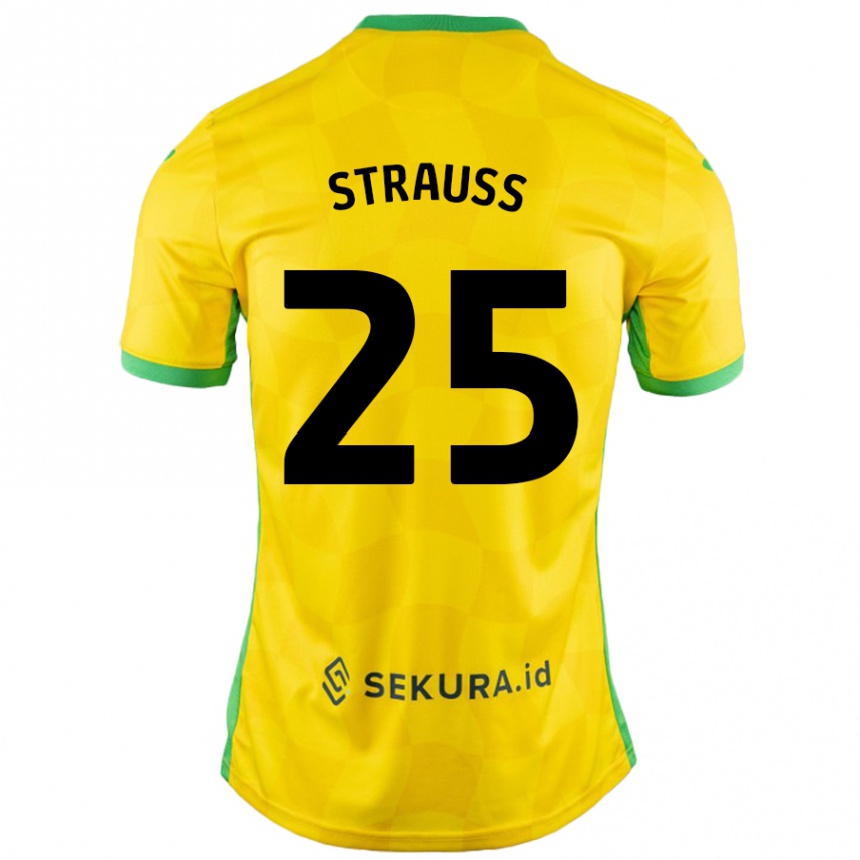 Kids Football Hope Strauss #25 Yellow Green Home Jersey 2024/25 T-Shirt Nz