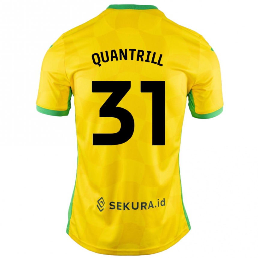 Kids Football Sarah Quantrill #31 Yellow Green Home Jersey 2024/25 T-Shirt Nz