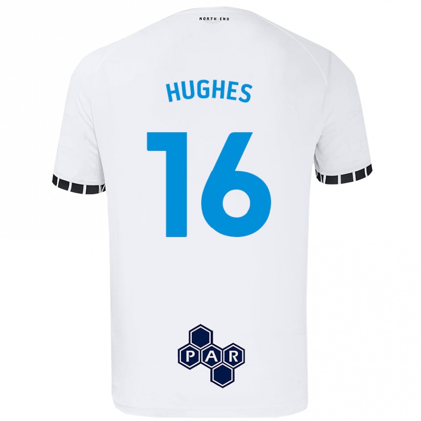 Kids Football Andrew Hughes #16 White Home Jersey 2024/25 T-Shirt Nz