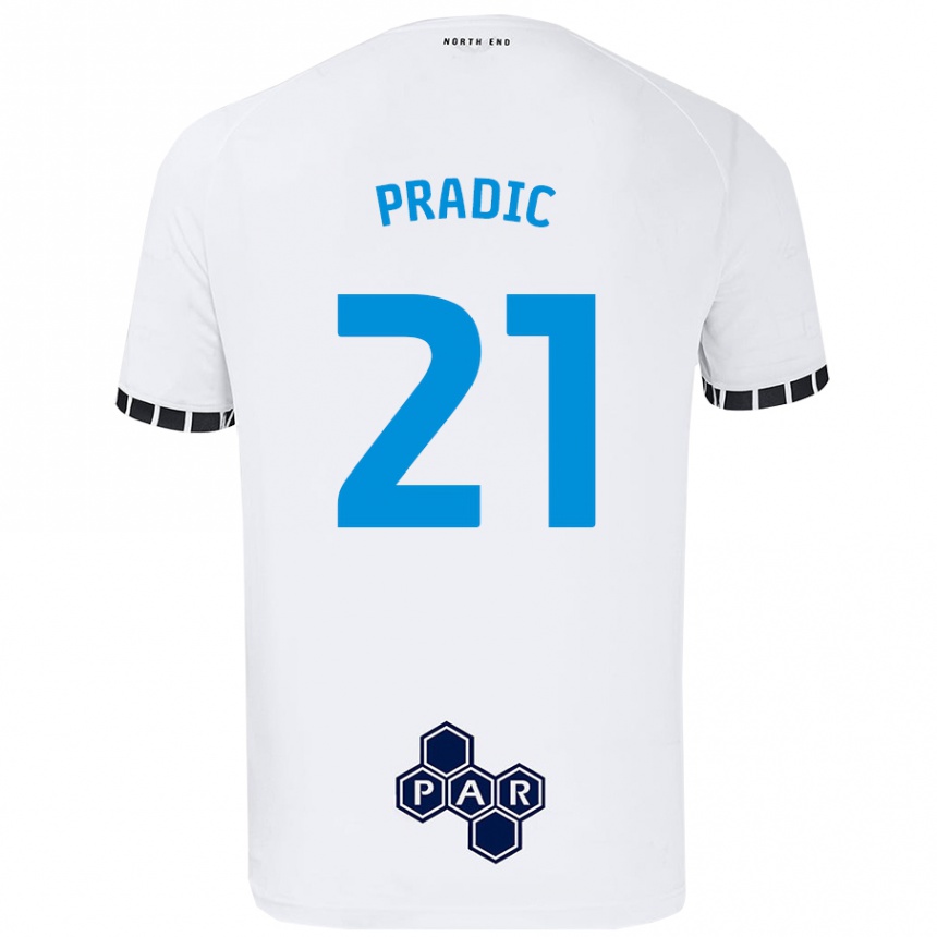 Kids Football James Pradic #21 White Home Jersey 2024/25 T-Shirt Nz