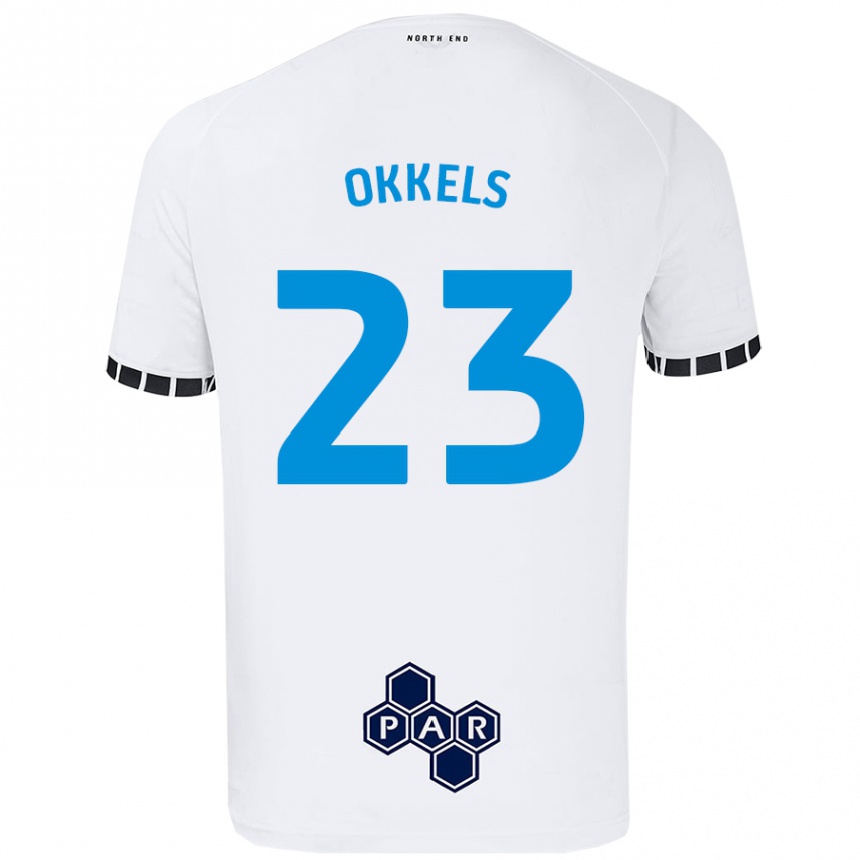 Kids Football Jeppe Okkels #23 White Home Jersey 2024/25 T-Shirt Nz