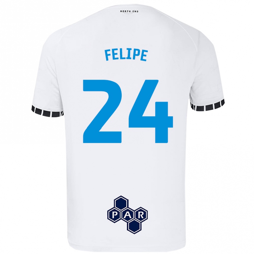 Kids Football Felipe #24 White Home Jersey 2024/25 T-Shirt Nz