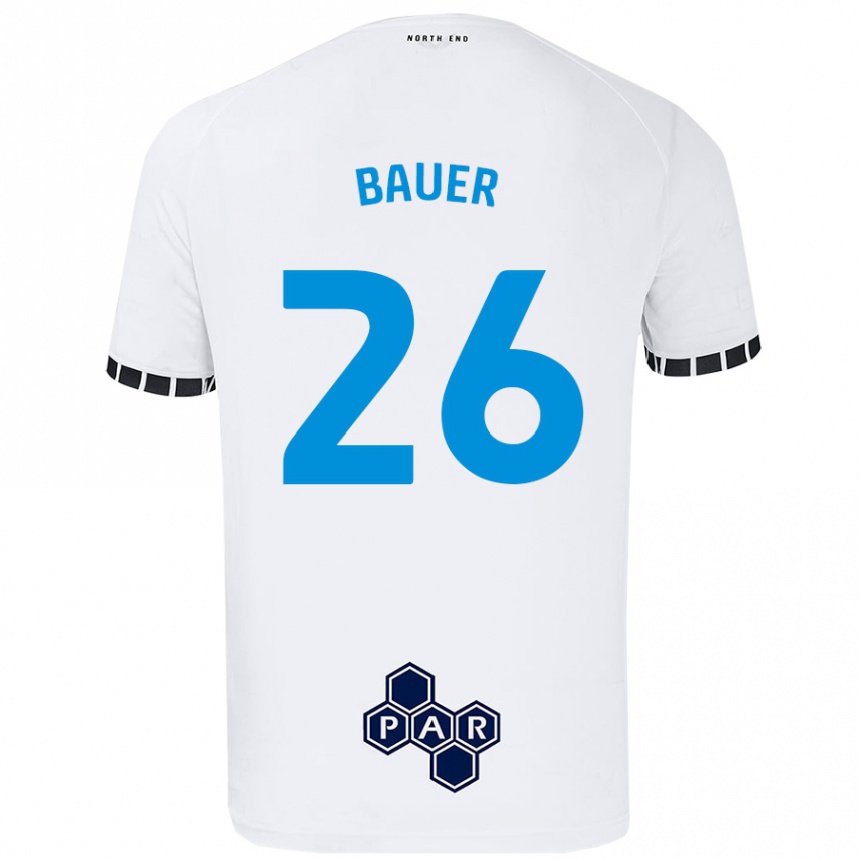 Kids Football Patrick Bauer #26 White Home Jersey 2024/25 T-Shirt Nz