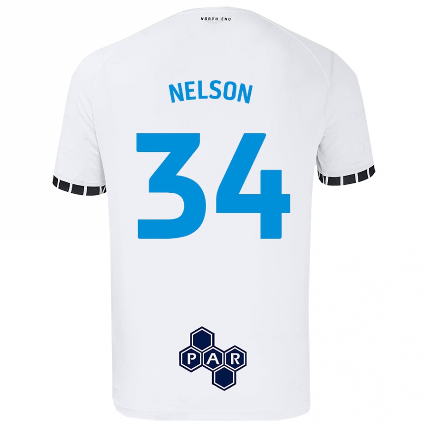 Kids Football Kitt Nelson #34 White Home Jersey 2024/25 T-Shirt Nz