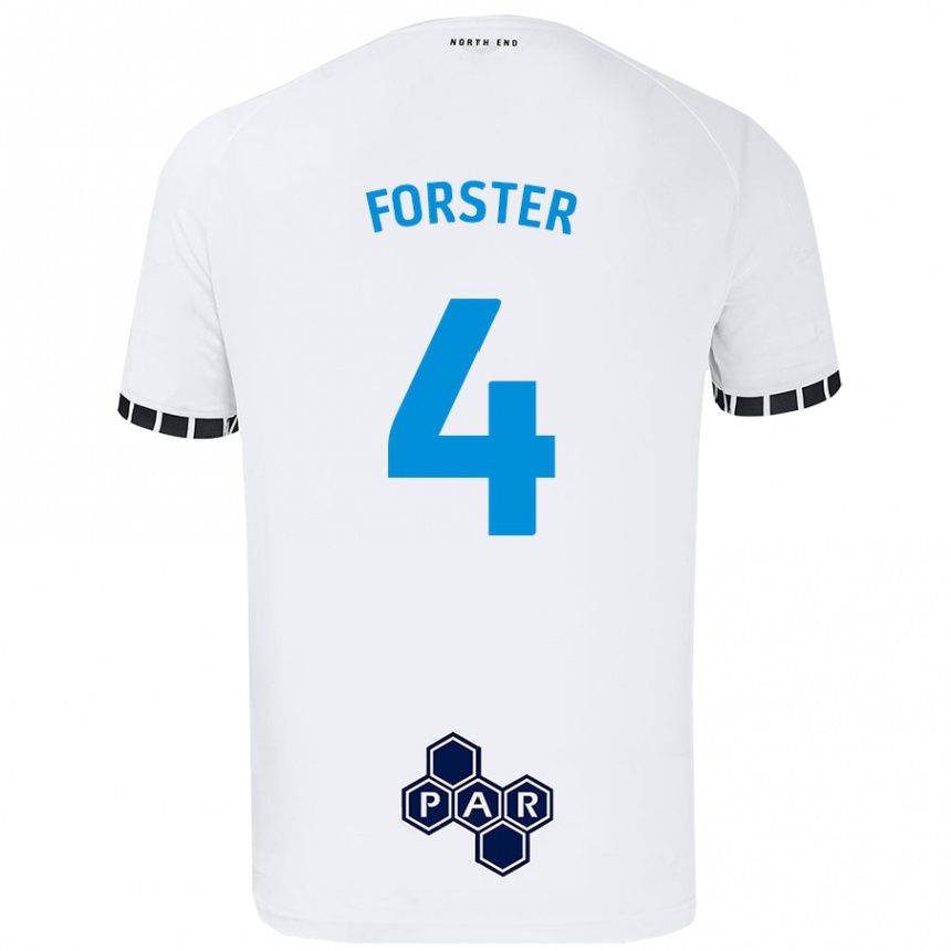 Kids Football Hannah Forster #4 White Home Jersey 2024/25 T-Shirt Nz