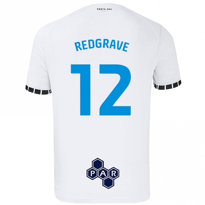 Kids Football Jodie Redgrave #12 White Home Jersey 2024/25 T-Shirt Nz