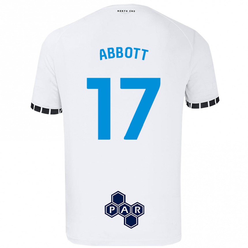 Kids Football Becky Abbott #17 White Home Jersey 2024/25 T-Shirt Nz