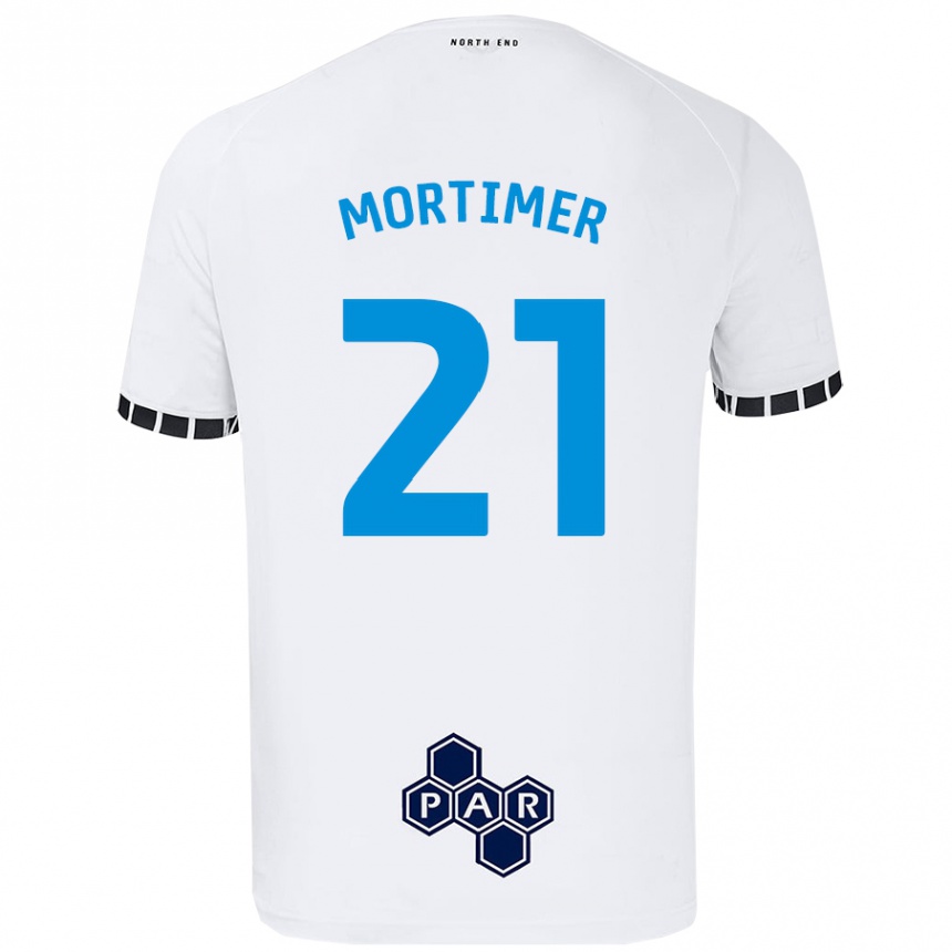 Kids Football Jodie Mortimer #21 White Home Jersey 2024/25 T-Shirt Nz