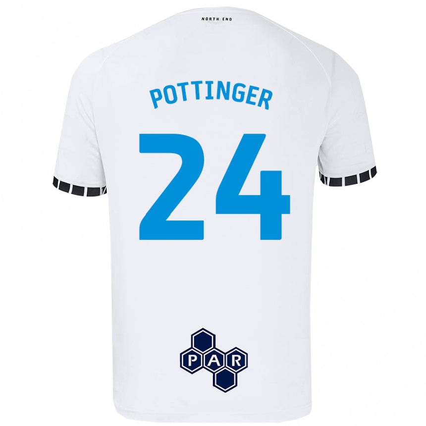 Kids Football Kaya Pottinger #24 White Home Jersey 2024/25 T-Shirt Nz