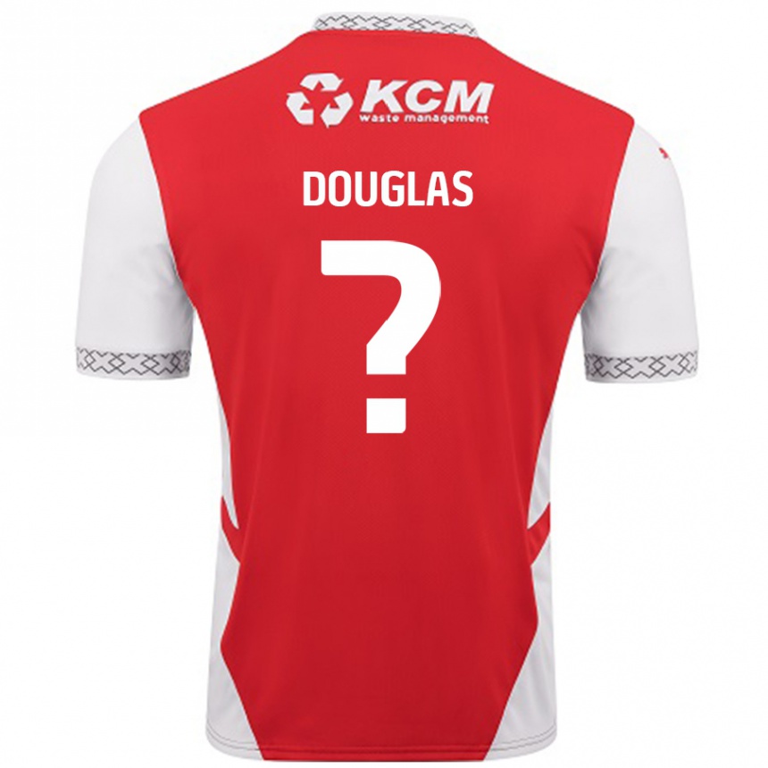 Kids Football Hamish Douglas #0 Red White Home Jersey 2024/25 T-Shirt Nz