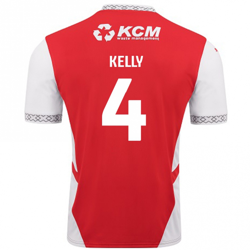 Kids Football Liam Kelly #4 Red White Home Jersey 2024/25 T-Shirt Nz