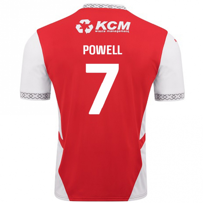 Kids Football Joe Powell #7 Red White Home Jersey 2024/25 T-Shirt Nz