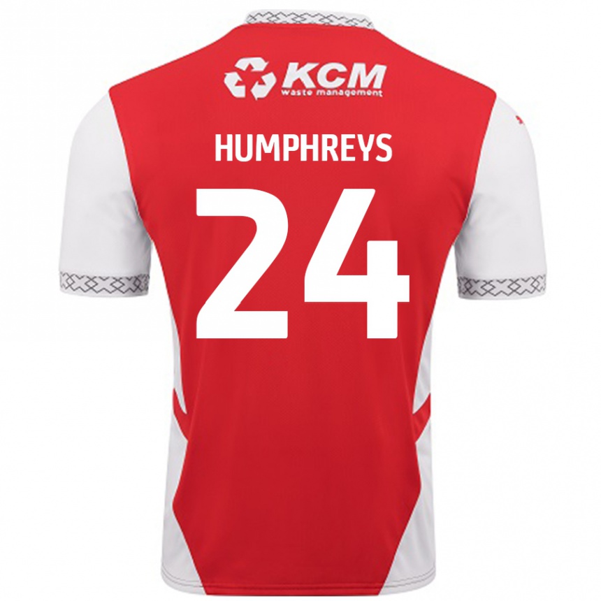 Kids Football Cameron Humphreys #24 Red White Home Jersey 2024/25 T-Shirt Nz