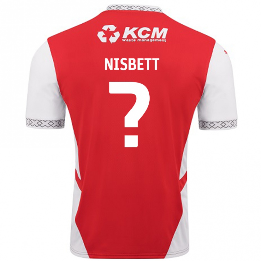 Kids Football Kanye Nisbett #0 Red White Home Jersey 2024/25 T-Shirt Nz