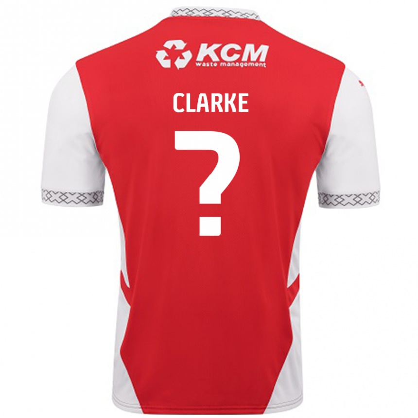 Kids Football James Clarke #0 Red White Home Jersey 2024/25 T-Shirt Nz