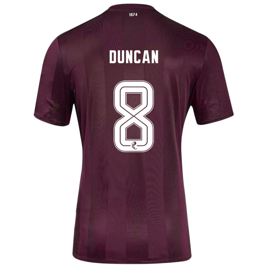 Kids Football Ryan Duncan #8 Burgundy Home Jersey 2024/25 T-Shirt Nz