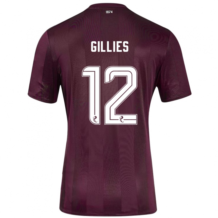 Kids Football Matthew Gillies #12 Burgundy Home Jersey 2024/25 T-Shirt Nz