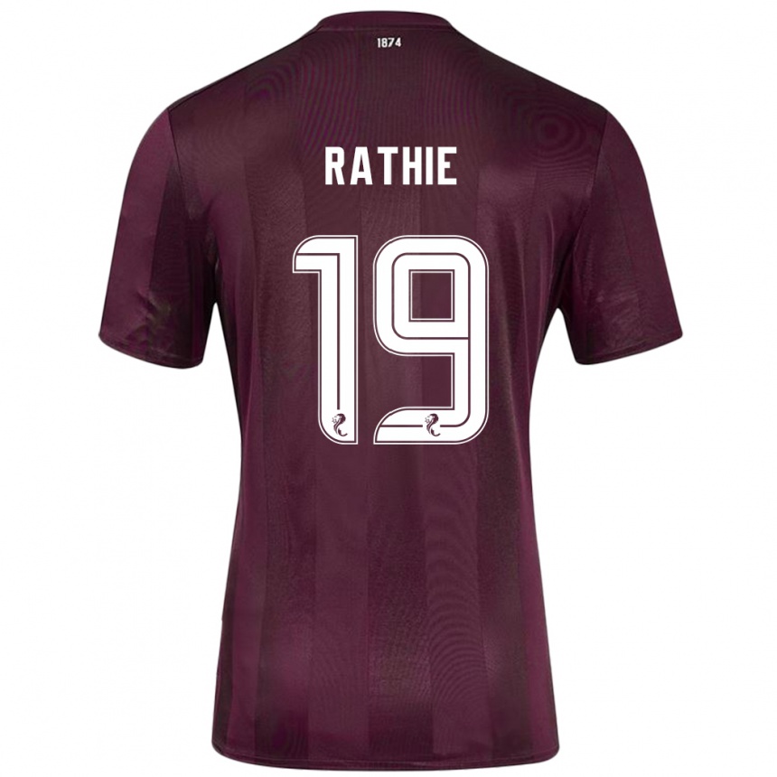 Kids Football Luke Rathie #19 Burgundy Home Jersey 2024/25 T-Shirt Nz