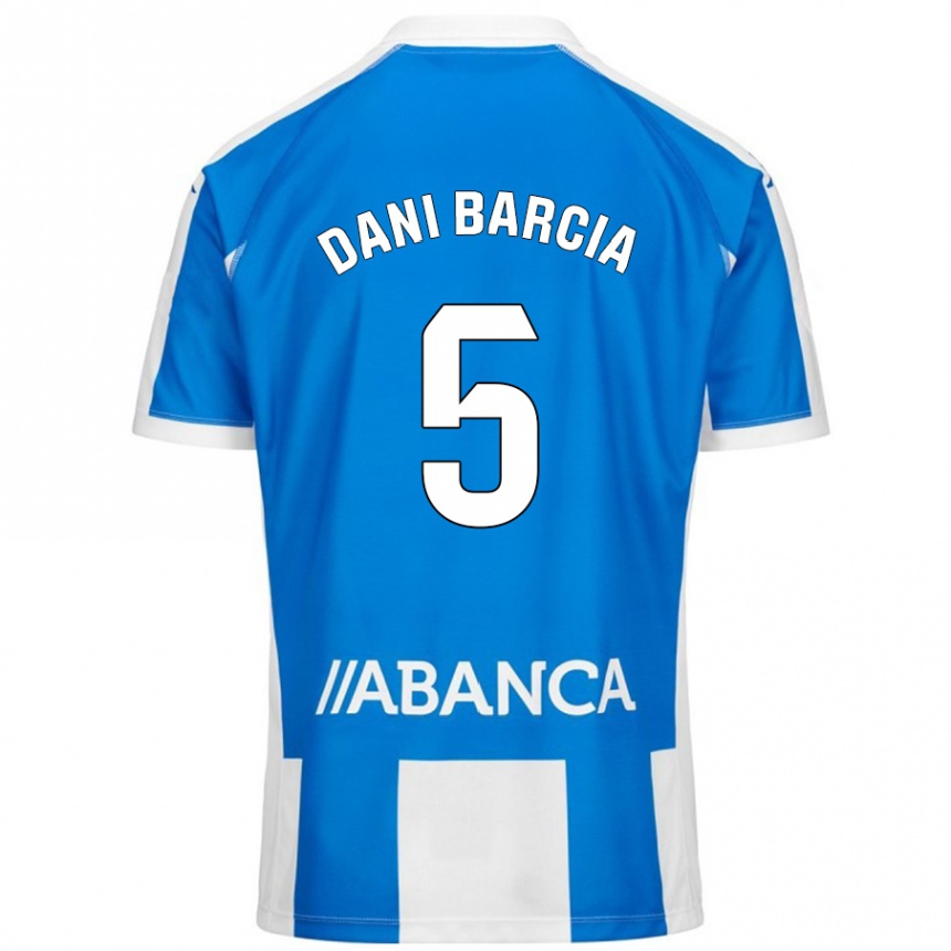 Kids Football Dani Barcia #5 Blue White Home Jersey 2024/25 T-Shirt Nz