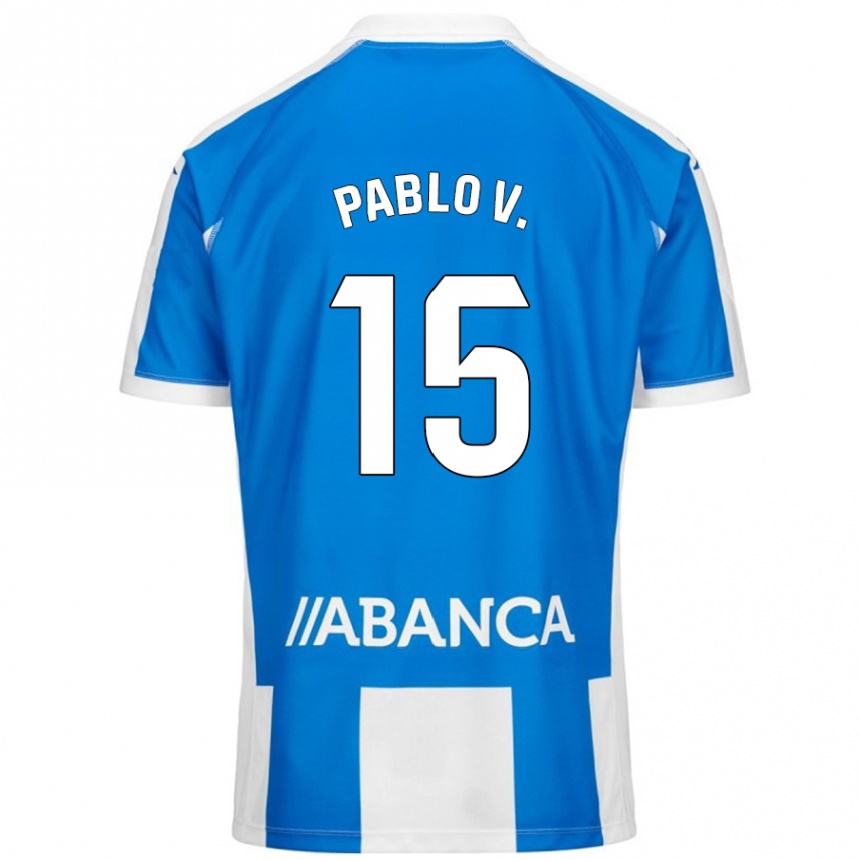 Kids Football Pablo Vázquez #15 Blue White Home Jersey 2024/25 T-Shirt Nz