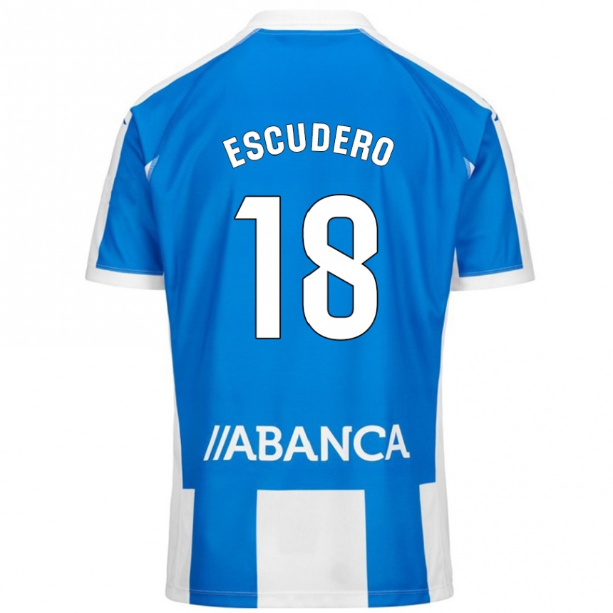 Kids Football Sergio Escudero #18 Blue White Home Jersey 2024/25 T-Shirt Nz