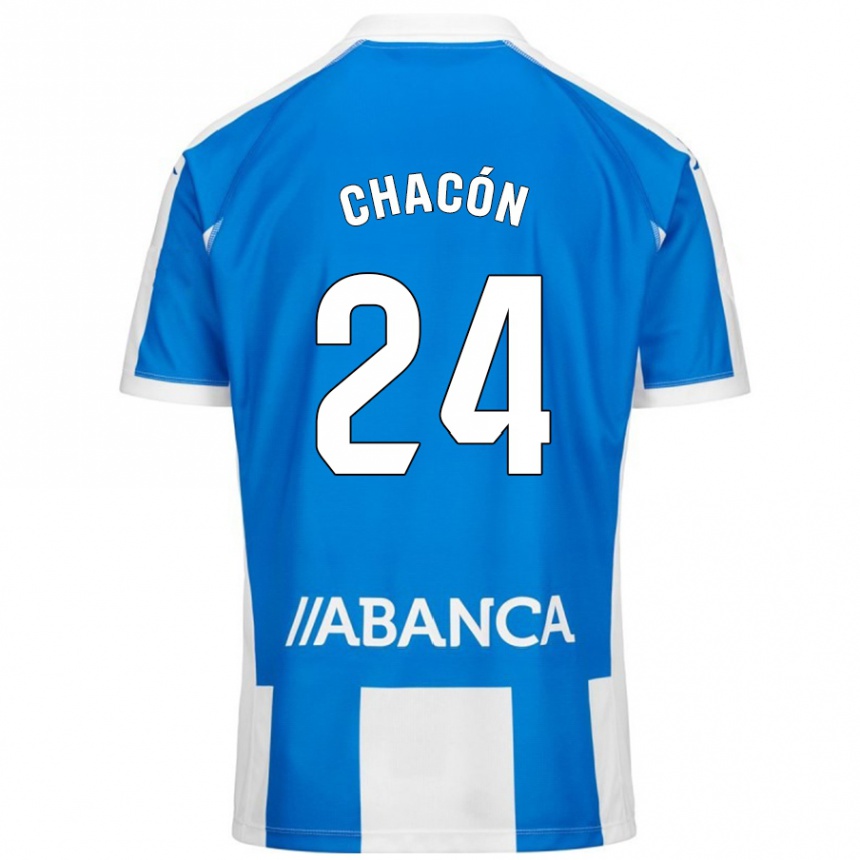 Kids Football Luis Chacón #24 Blue White Home Jersey 2024/25 T-Shirt Nz