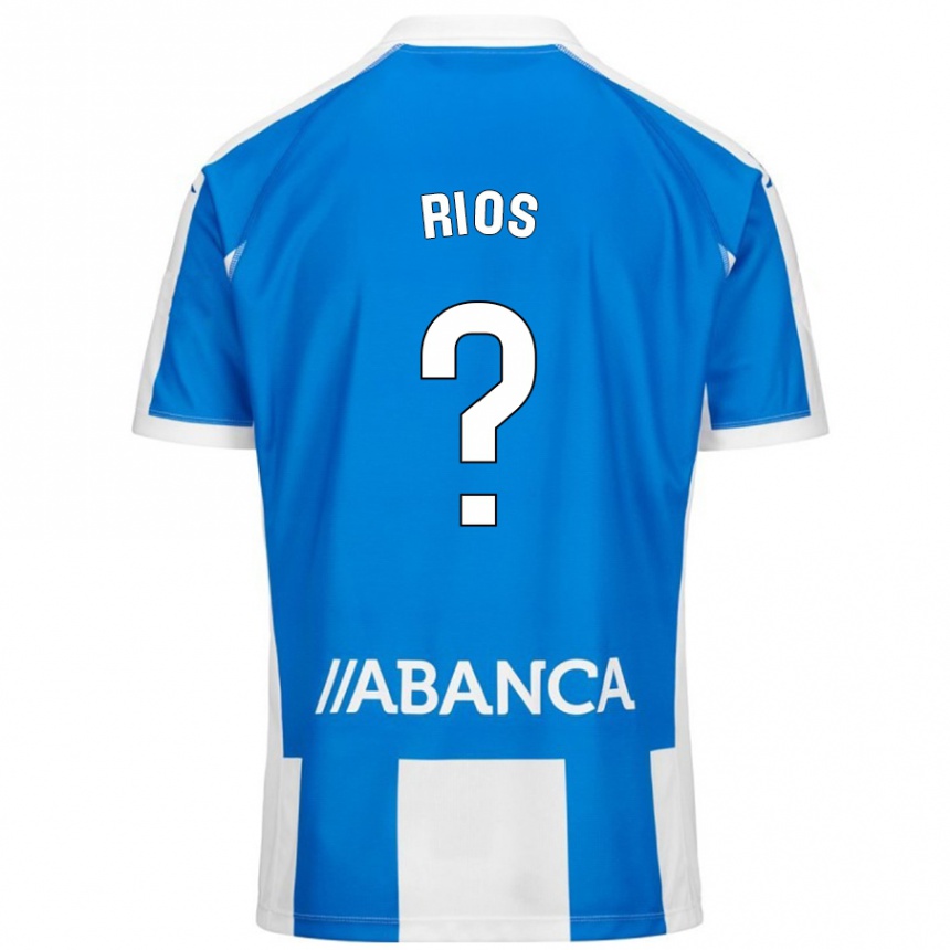 Kids Football Hugo Rios #0 Blue White Home Jersey 2024/25 T-Shirt Nz