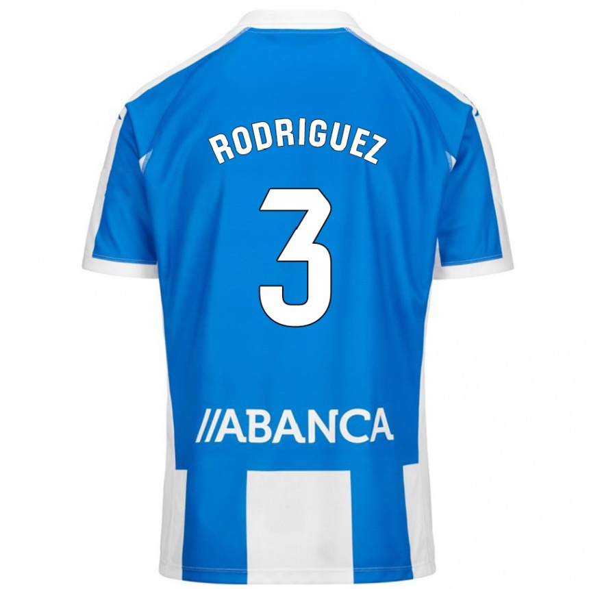 Kids Football Clara Rodríguez #3 Blue White Home Jersey 2024/25 T-Shirt Nz