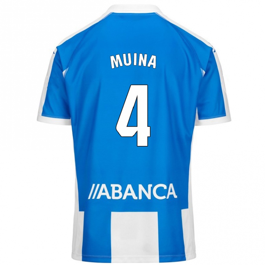 Kids Football Henar Muiña #4 Blue White Home Jersey 2024/25 T-Shirt Nz