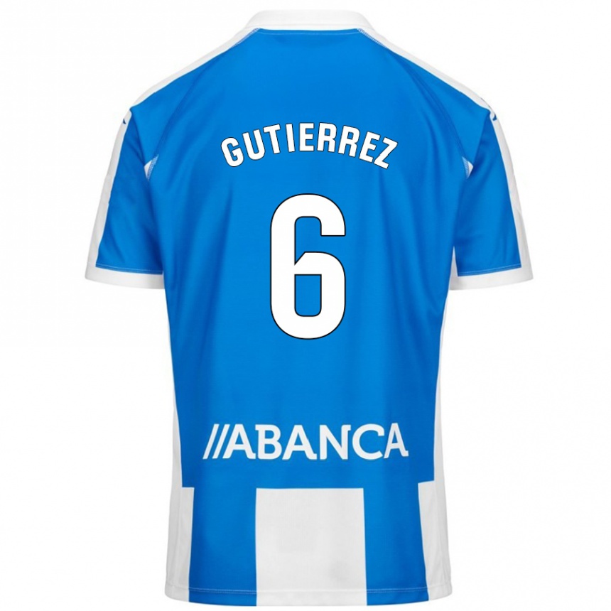 Kids Football Paula Gutiérrez #6 Blue White Home Jersey 2024/25 T-Shirt Nz