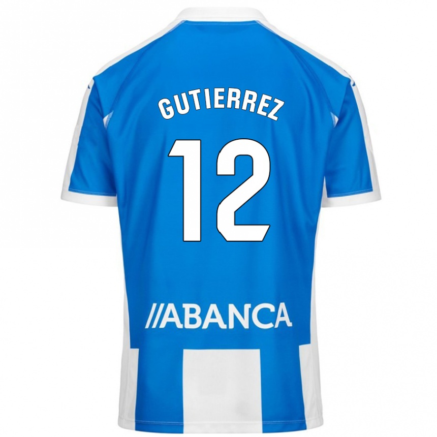 Kids Football Laura Gutiérrez #12 Blue White Home Jersey 2024/25 T-Shirt Nz