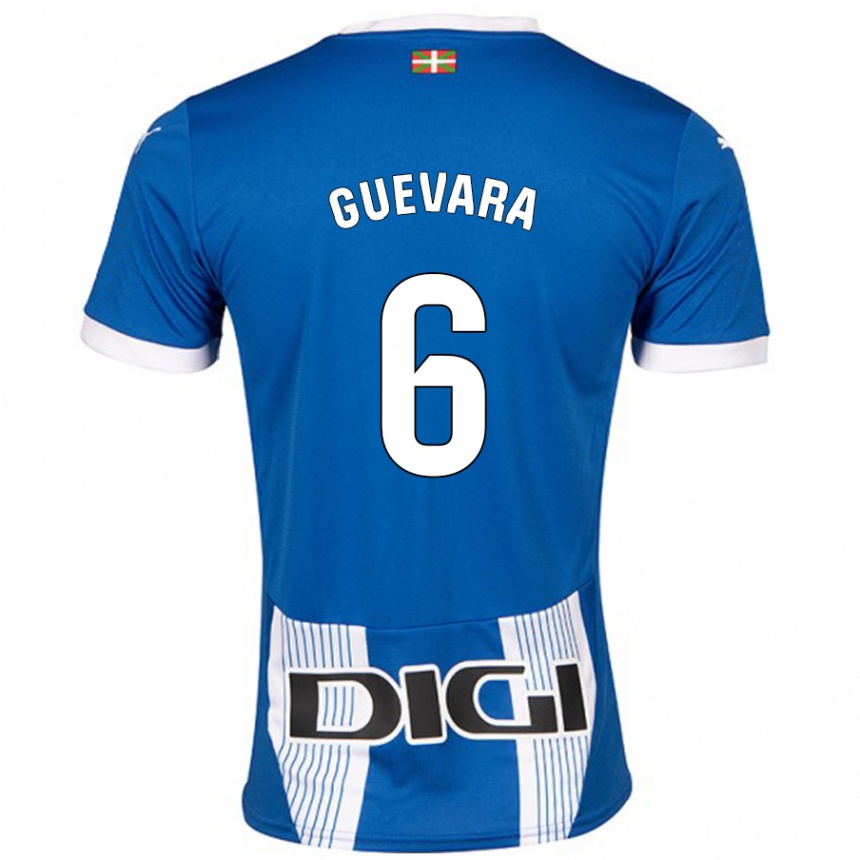 Kids Football Ander Guevara #6 Blue Home Jersey 2024/25 T-Shirt Nz