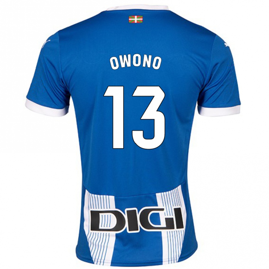 Kids Football Jesús Owono #13 Blue Home Jersey 2024/25 T-Shirt Nz