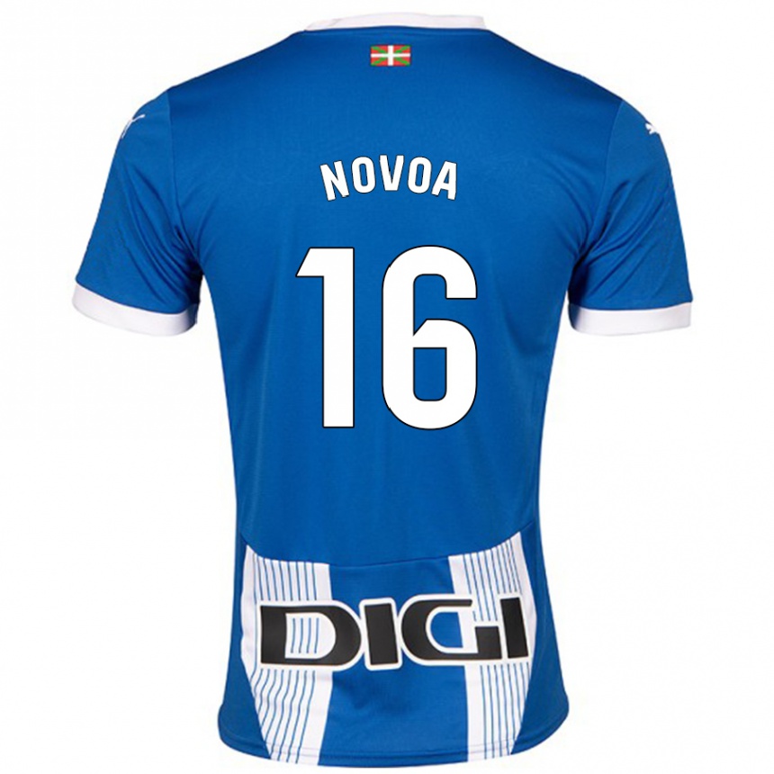 Kids Football Hugo Novoa #16 Blue Home Jersey 2024/25 T-Shirt Nz