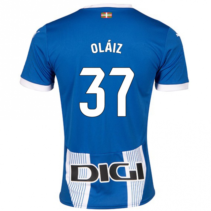 Kids Football Xanet Oláiz #37 Blue Home Jersey 2024/25 T-Shirt Nz