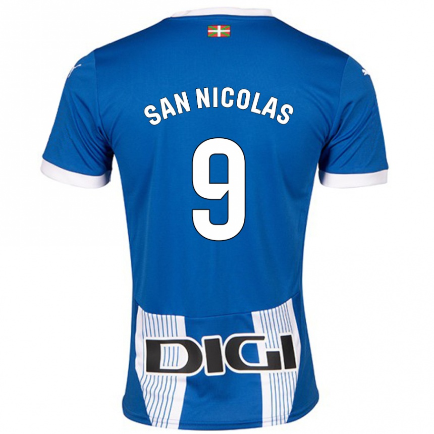 Kids Football Olga San Nicolás #9 Blue Home Jersey 2024/25 T-Shirt Nz