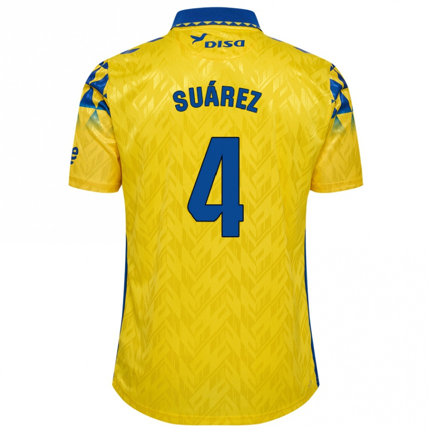 Kids Football Alex Suárez #4 Yellow Blue Home Jersey 2024/25 T-Shirt Nz