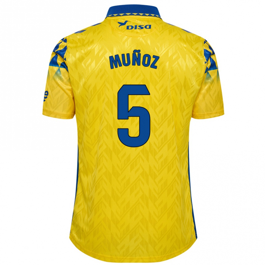 Kids Football Javi Muñoz #5 Yellow Blue Home Jersey 2024/25 T-Shirt Nz