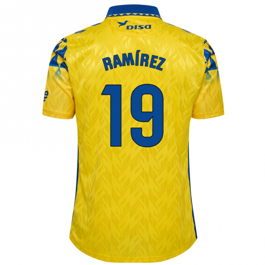 Kids Football Sandro Ramírez #19 Yellow Blue Home Jersey 2024/25 T-Shirt Nz