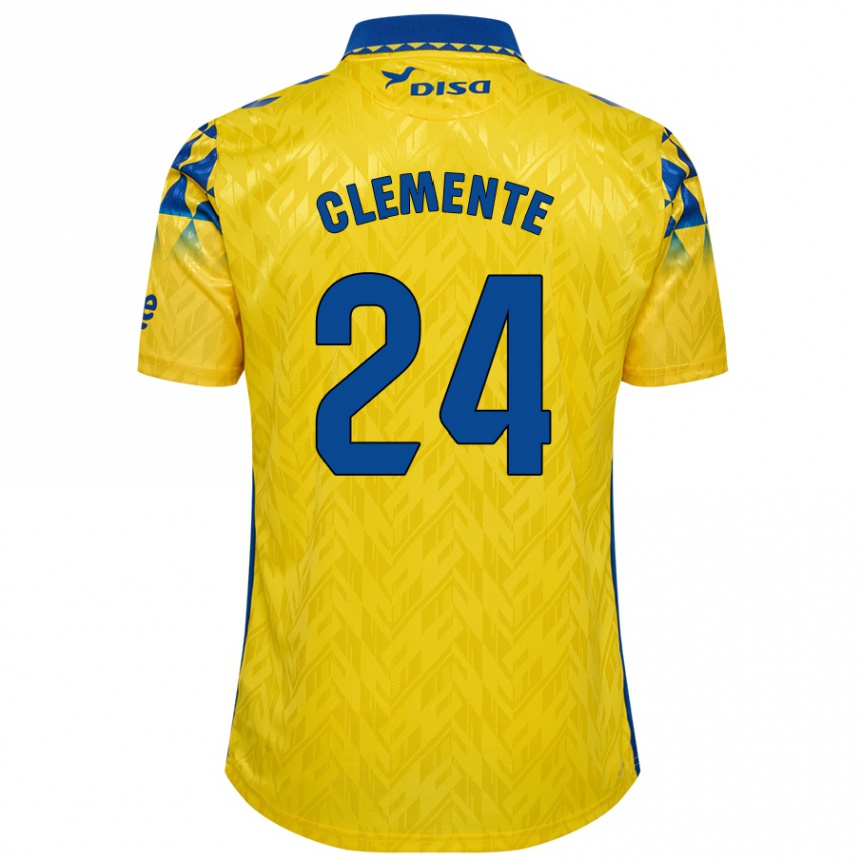 Kids Football Enrique Clemente #24 Yellow Blue Home Jersey 2024/25 T-Shirt Nz