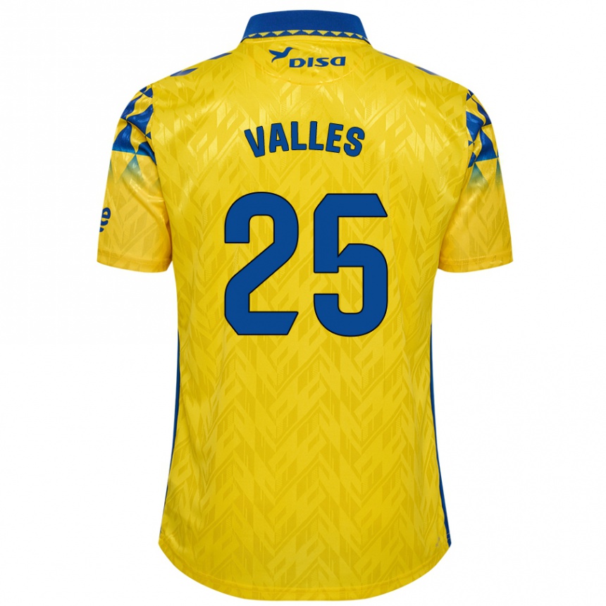 Kids Football Álvaro Valles #25 Yellow Blue Home Jersey 2024/25 T-Shirt Nz