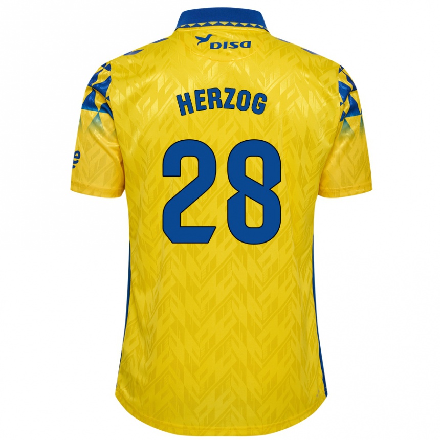 Kids Football Juanma Herzog #28 Yellow Blue Home Jersey 2024/25 T-Shirt Nz