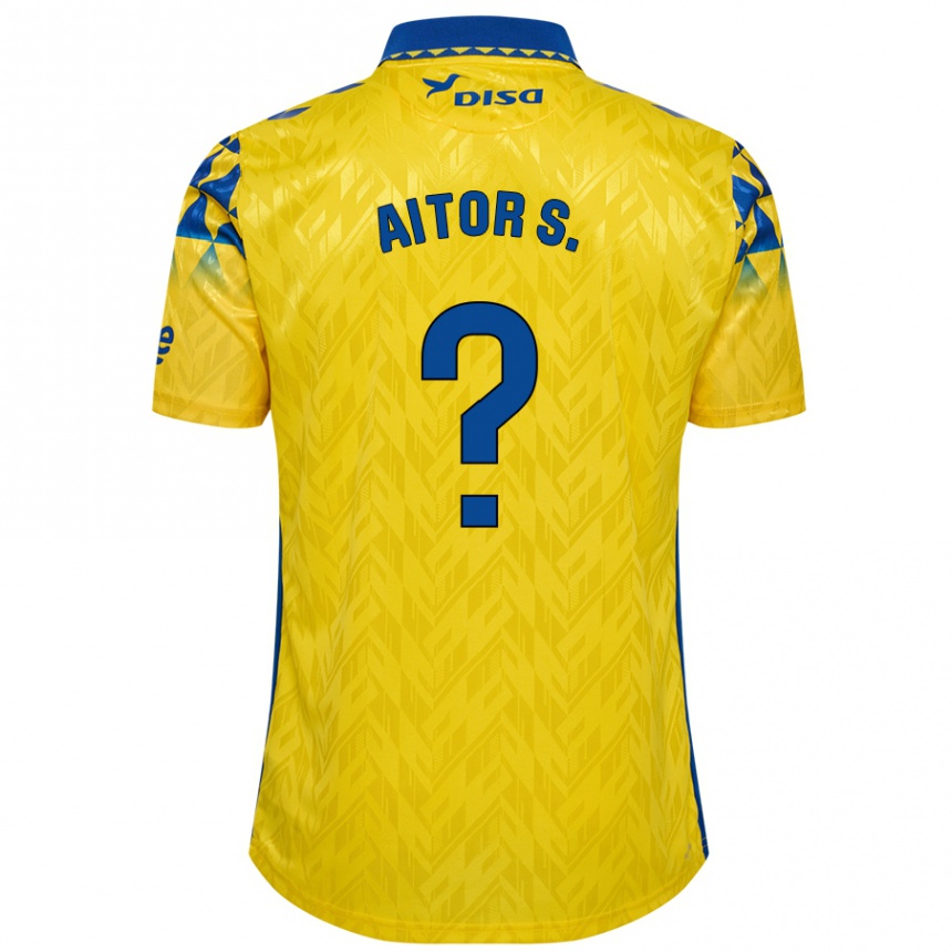 Kids Football Aitor Sánchez #0 Yellow Blue Home Jersey 2024/25 T-Shirt Nz