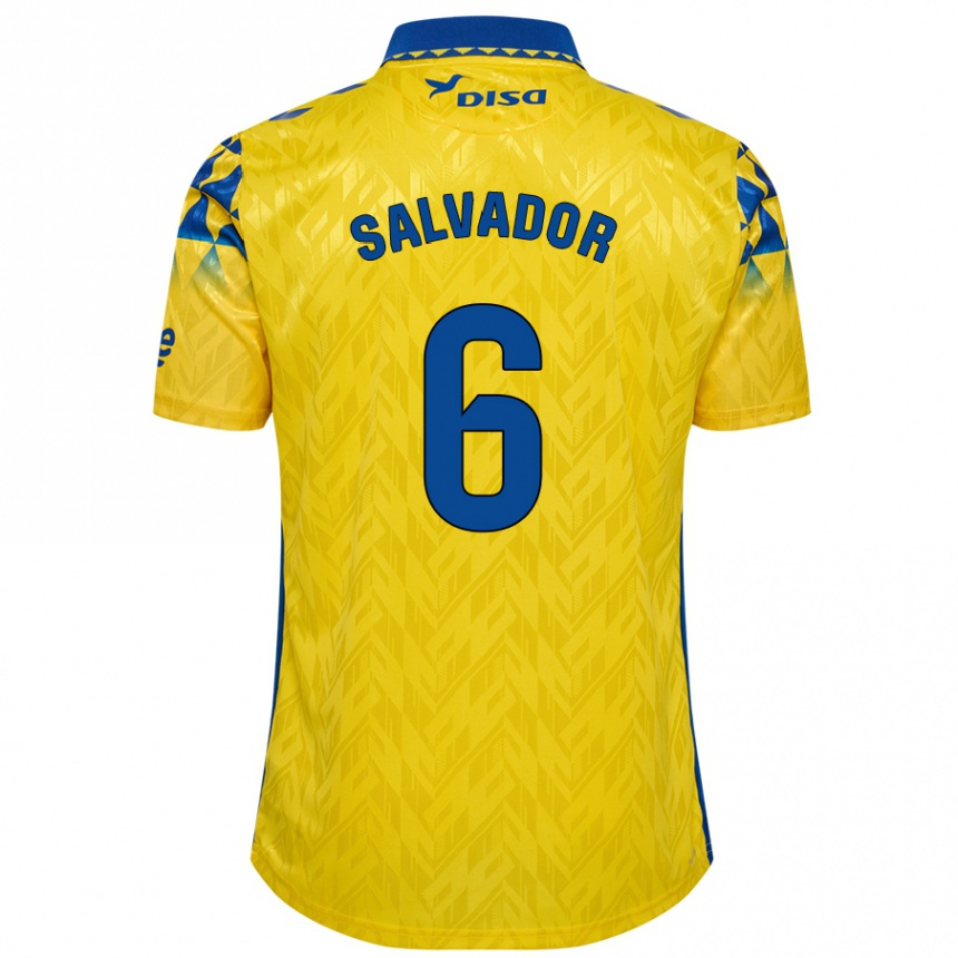 Kids Football Pol Salvador #6 Yellow Blue Home Jersey 2024/25 T-Shirt Nz