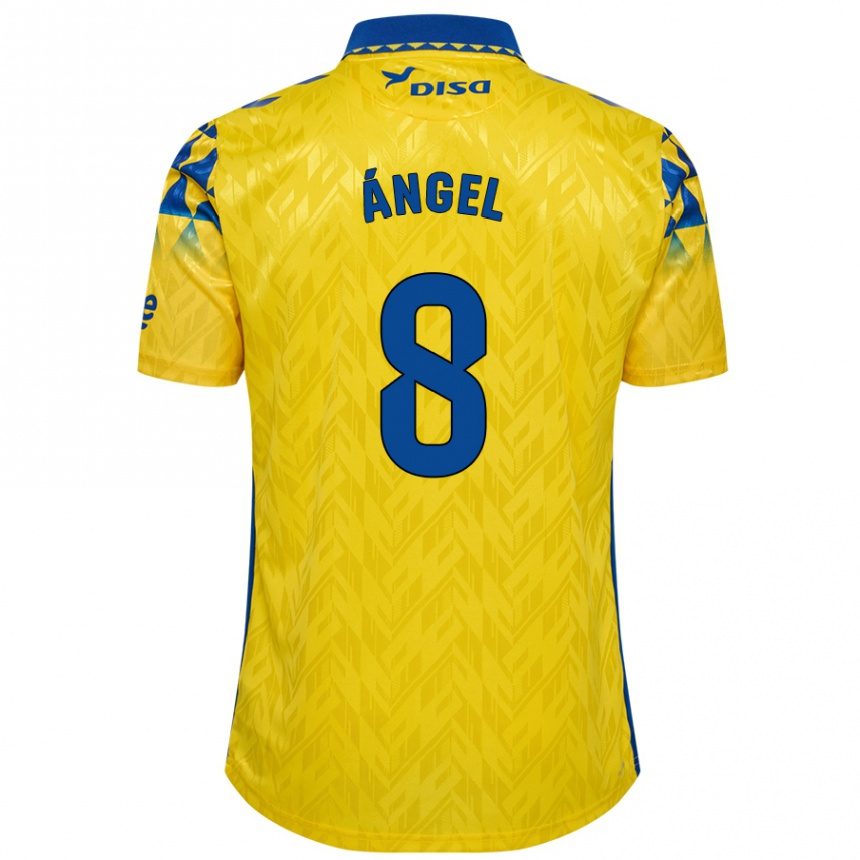 Kids Football José Ángel #8 Yellow Blue Home Jersey 2024/25 T-Shirt Nz